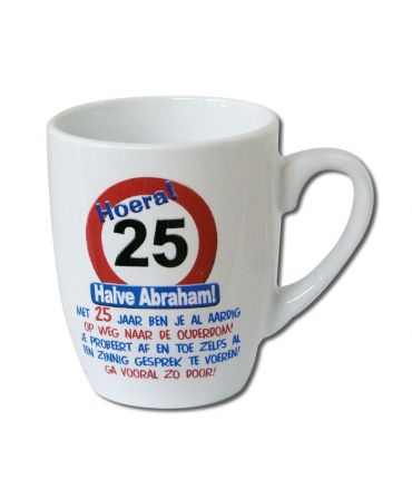Verkeersbord mok - 25 jaar halve Abraham