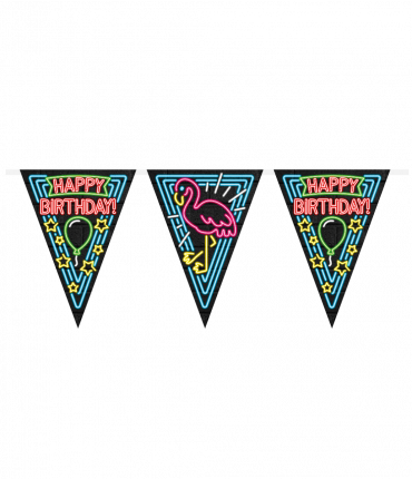 Neon party flag - Happy birthday