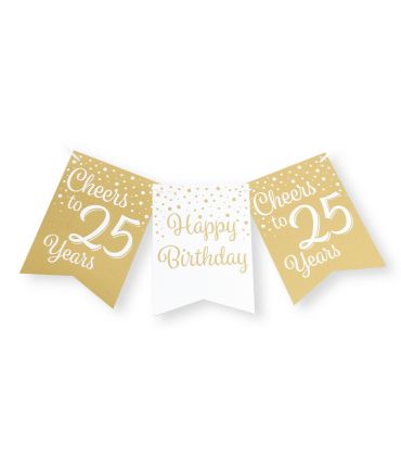 Party flag banner gold/white - 25