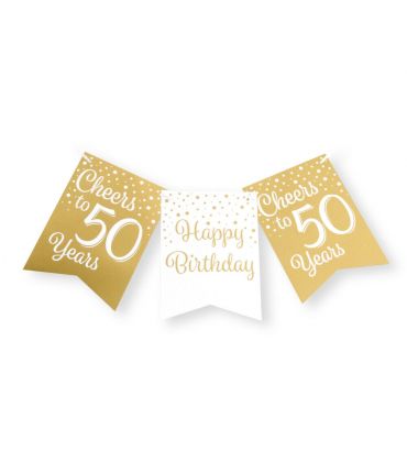 Party flag banner gold/white - 50