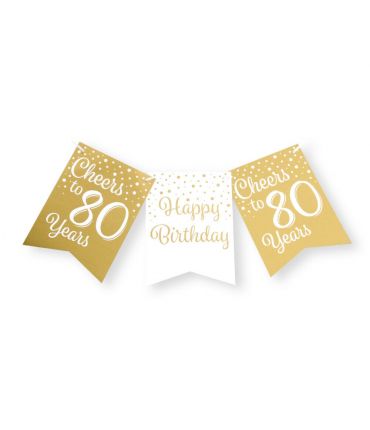 Party flag banner gold/white - 80