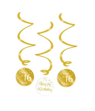 Swirl decorations gold/white - 16