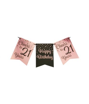 Party flag banner rose/black - 21