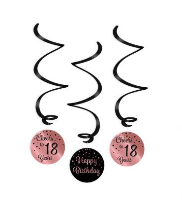 Swirl decorations rose/black - 18