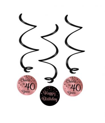 Swirl decorations rose/black - 40