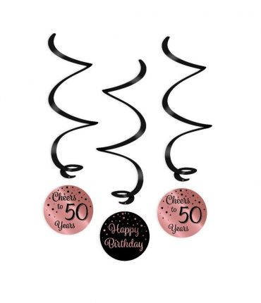 Swirl decorations rose/black - 50