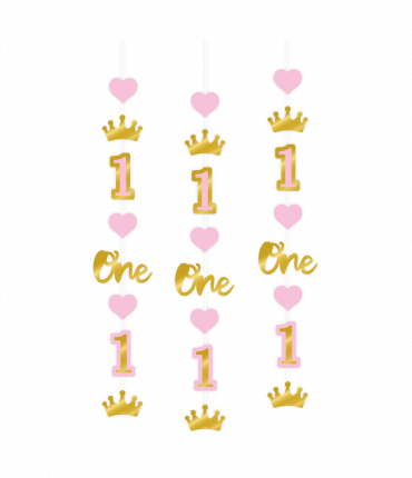 Hanging decoration - First birthday girl (3pcs)