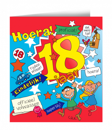 Wenskaarten - 18 jaar cartoon