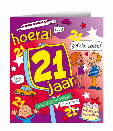 Wenskaarten - 21 jaar cartoon