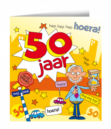 Wenskaarten - 50 jaar man cartoon