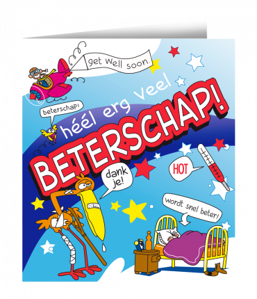 Wenskaarten - Beterschap cartoon