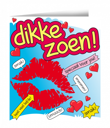 Wenskaarten - Dikke zoen cartoon