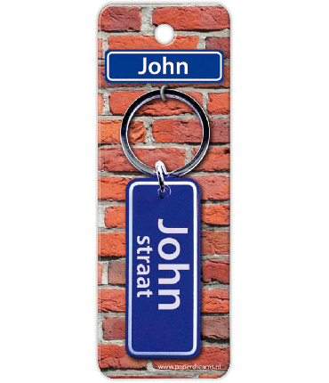 Straatnaam sleutelhanger - John