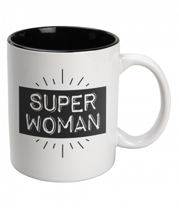 Black & White Mugs - Superwoman-White