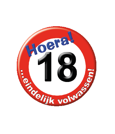 Button klein - 18 jaar verkeersbord