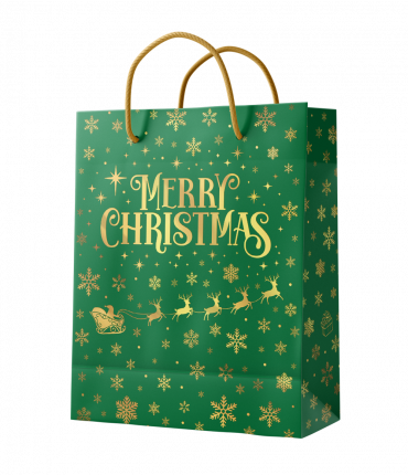 Giftbag L - Merry Christmas green