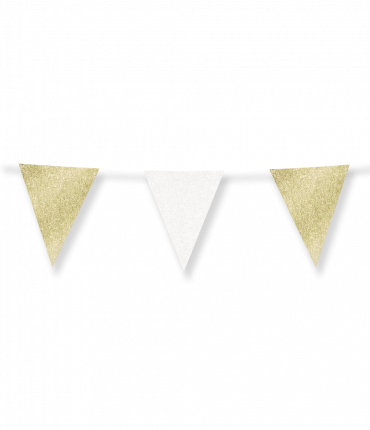 Glitter flags 16 x 20cm - Gold and white