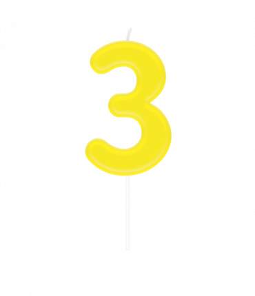 Number candle - 3 geel