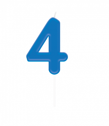 Number candle - 4 blauw