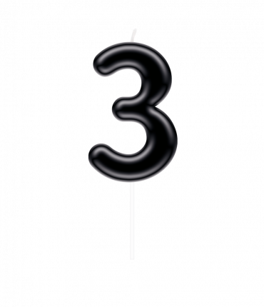Number candle black - 3
