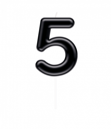 Number candle black - 5