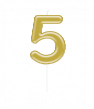 Number candle gold - 5