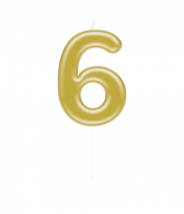 Number candle gold - 6