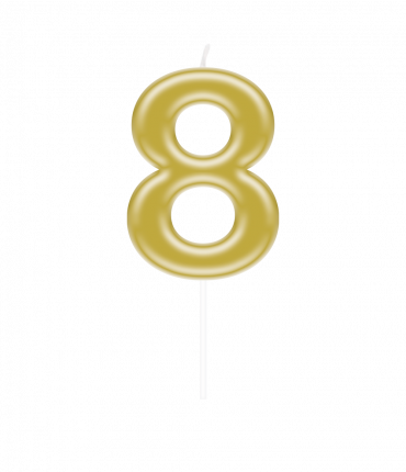 Number candle gold - 8