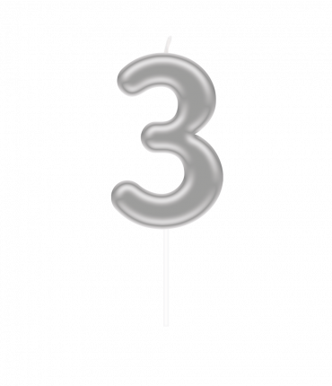 Number candle silver - 3