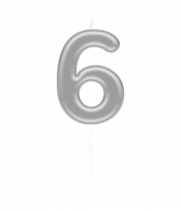 Number candle silver - 6
