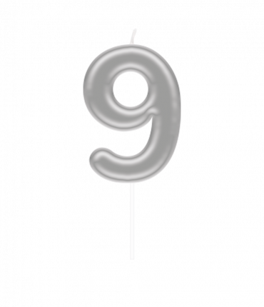 Number candle silver - 9