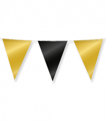 Party Flags foil - Gold and black