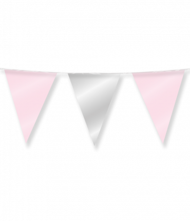 Party Flags foil - Light pink and silver