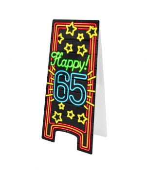 Neon Warning Sign - 65 jaar