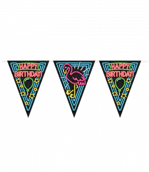 Neon party flag - Happy birthday