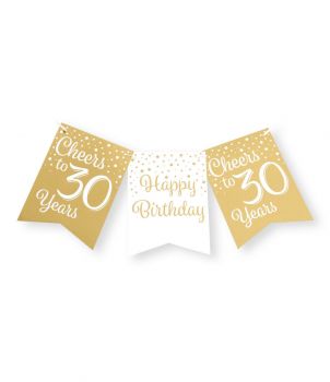 Party flag banner gold/white - 30