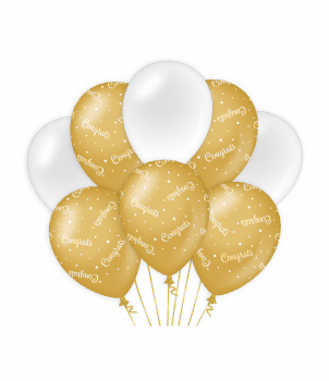 Decoration balloons gold/white - Congrats