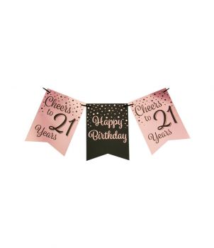 Party flag banner rose/black - 21