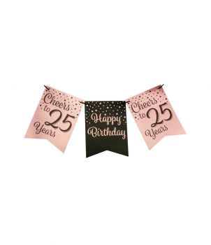 Party flag banner rose/black - 25