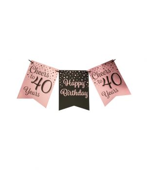 Party flag banner rose/black - 40