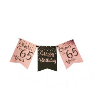 Party flag banner rose/black - 65