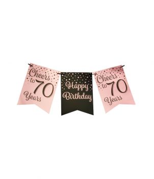 Party flag banner rose/black - 70