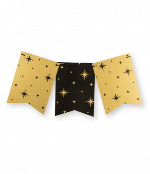 Party flag banner gold/black - Stars