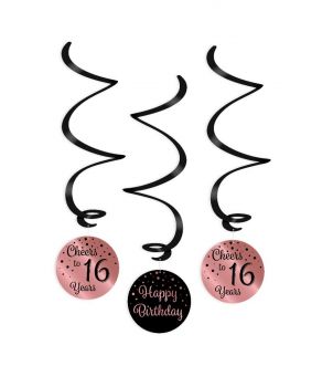 Swirl decorations rose/black - 16