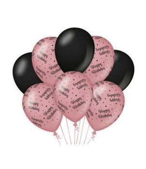 Decoration balloons Rose/black - Happy birthday