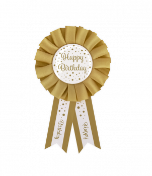 Party Rosettes gold/white - Happy birthday