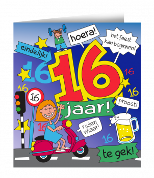 Wenskaarten - 16 jaar cartoon