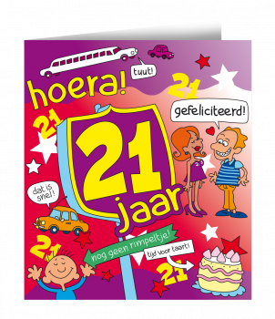 Wenskaarten - 21 jaar cartoon