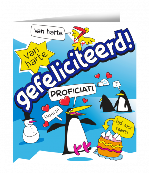 Wenskaarten - Gefeliciteerd cartoon