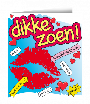 Wenskaarten - Dikke zoen cartoon